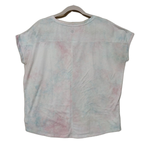Zelos top Womens Large white pink blue tie dye t-shirt Athleisure Workout Retro - Picture 2 of 6